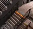 gray metal stair