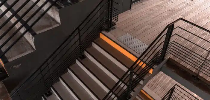 gray metal stair