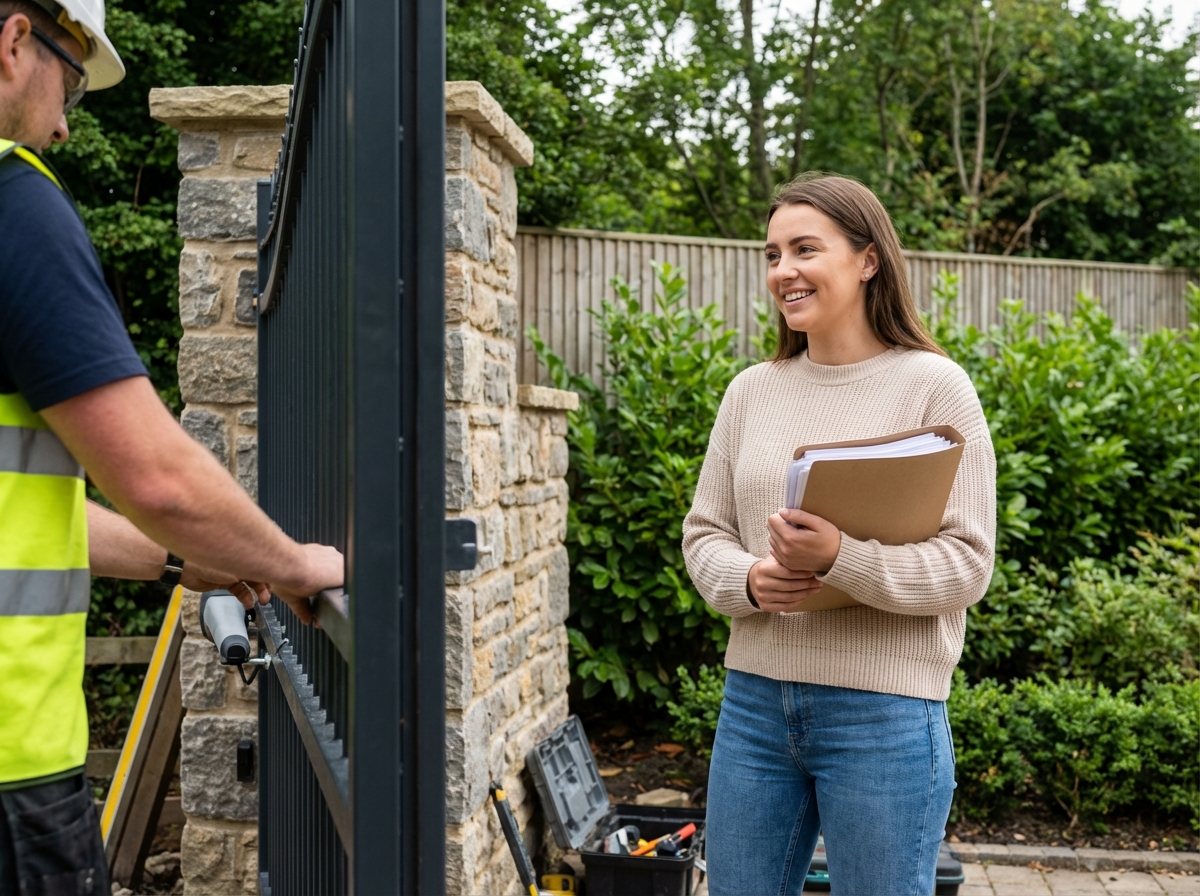 Jeune femme souriante près d