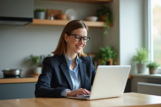 Jeune femme professionnelle réservant un soin beauté sur tablette