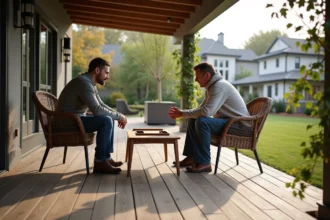 Terrasse en bois composite avec design original et esthétique naturelle