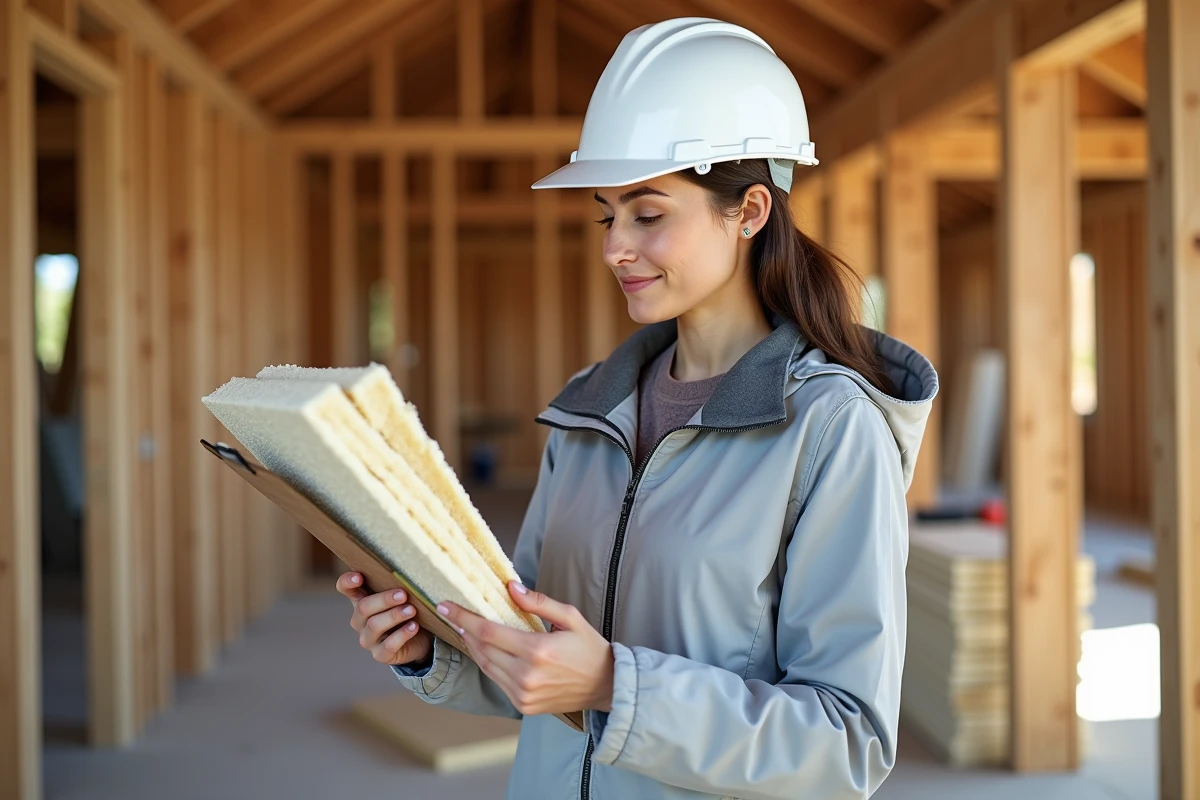 Jeune femme inspectant un échantillon d