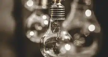 clear glass light bulb in tilt shift lens