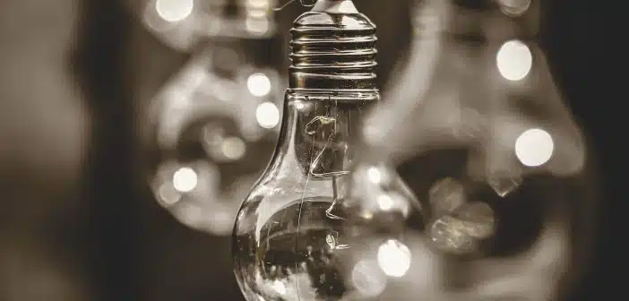 clear glass light bulb in tilt shift lens