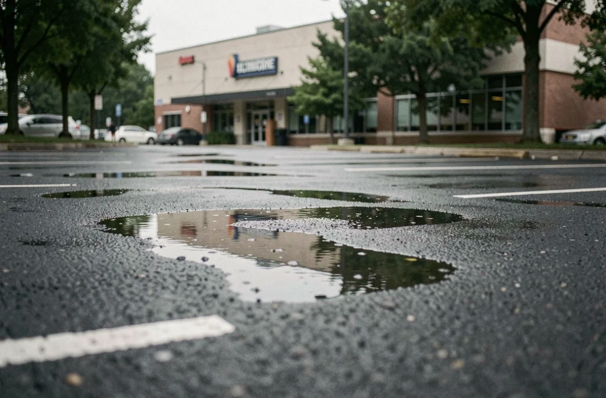 Parking municipal en enrobé drainant avec absorption naturelle des eaux de pluie en milieu urbain